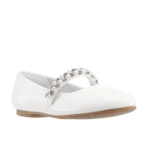 Nina Girl's Nataly White Smooth Mary Jane Ballet Flats Size 5M